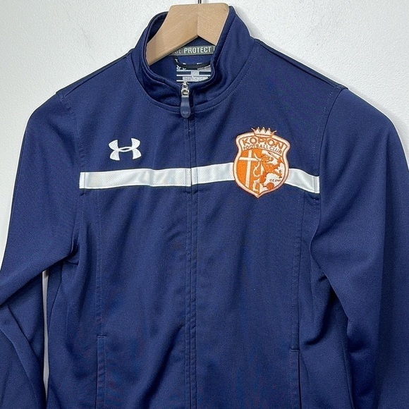 Under Armour UA Boys Youth Small Loose Fit Full Zip Football Club Soccer Jacket - Picture 2 of 7